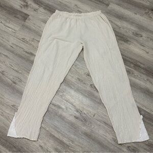 NEW Oh My Gauze! Women's Boho Oversized Pants In Ivory Elastic Waist Size 2